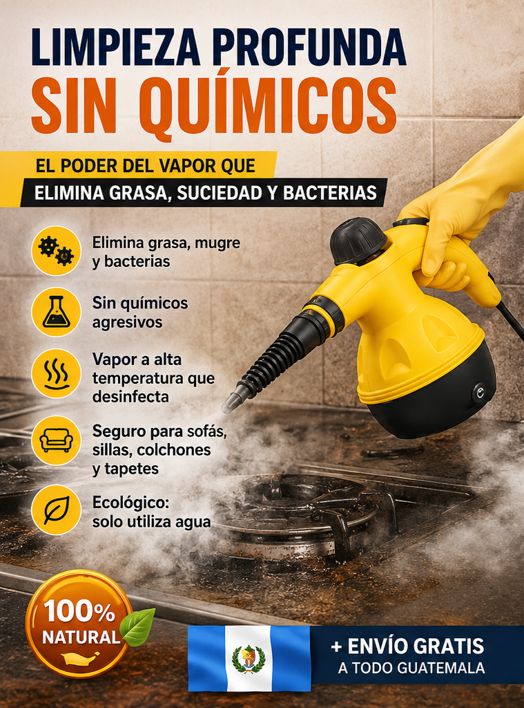LIMPIADOR A VAPOR MULTIUSOS + 9 ACCESORIOS GRATIS