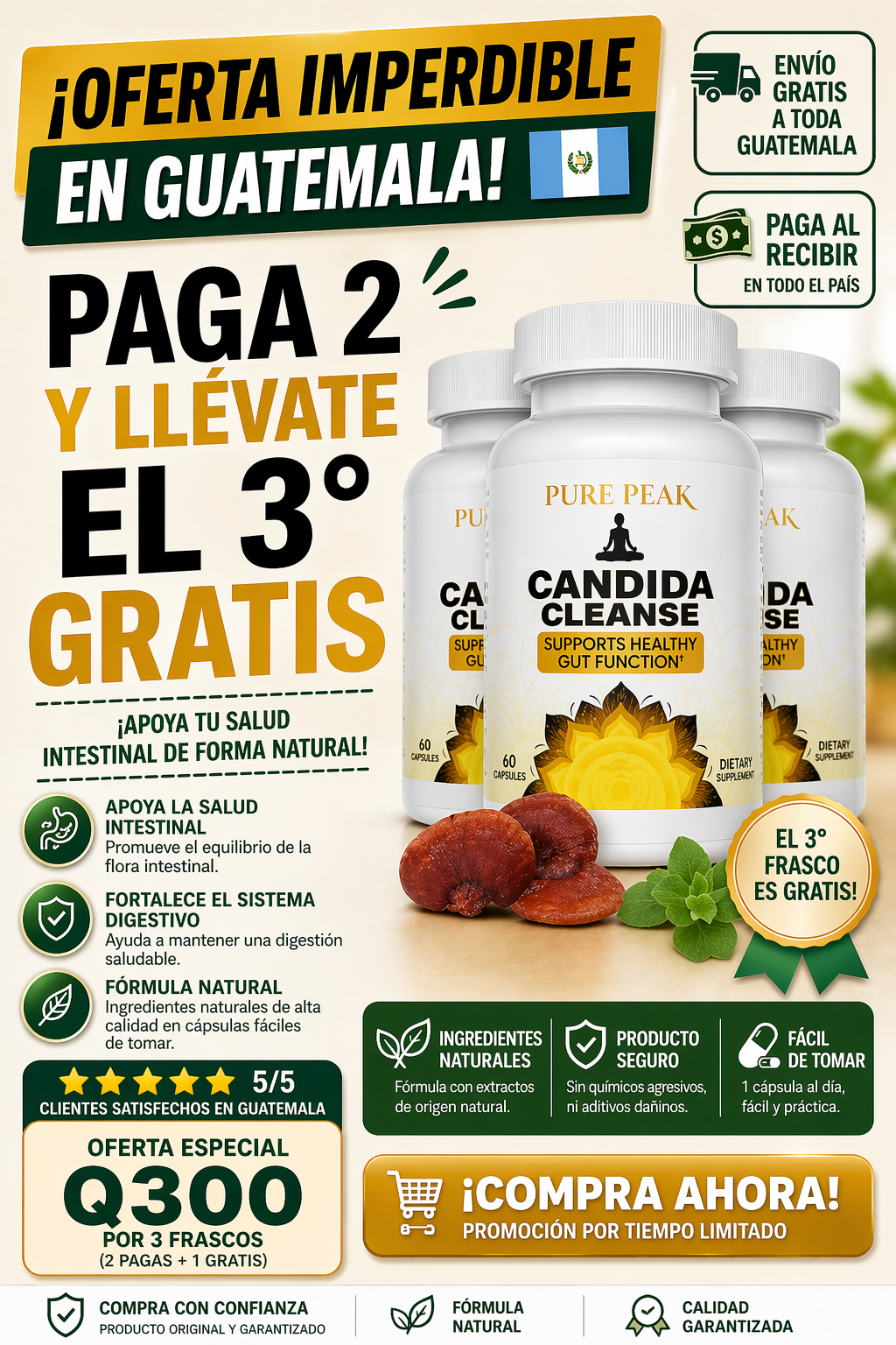 🌿💛Candida Cleanse Apoya tu bienestar y siéntete mejor cada día - Q150! + ENVÍO GRATIS