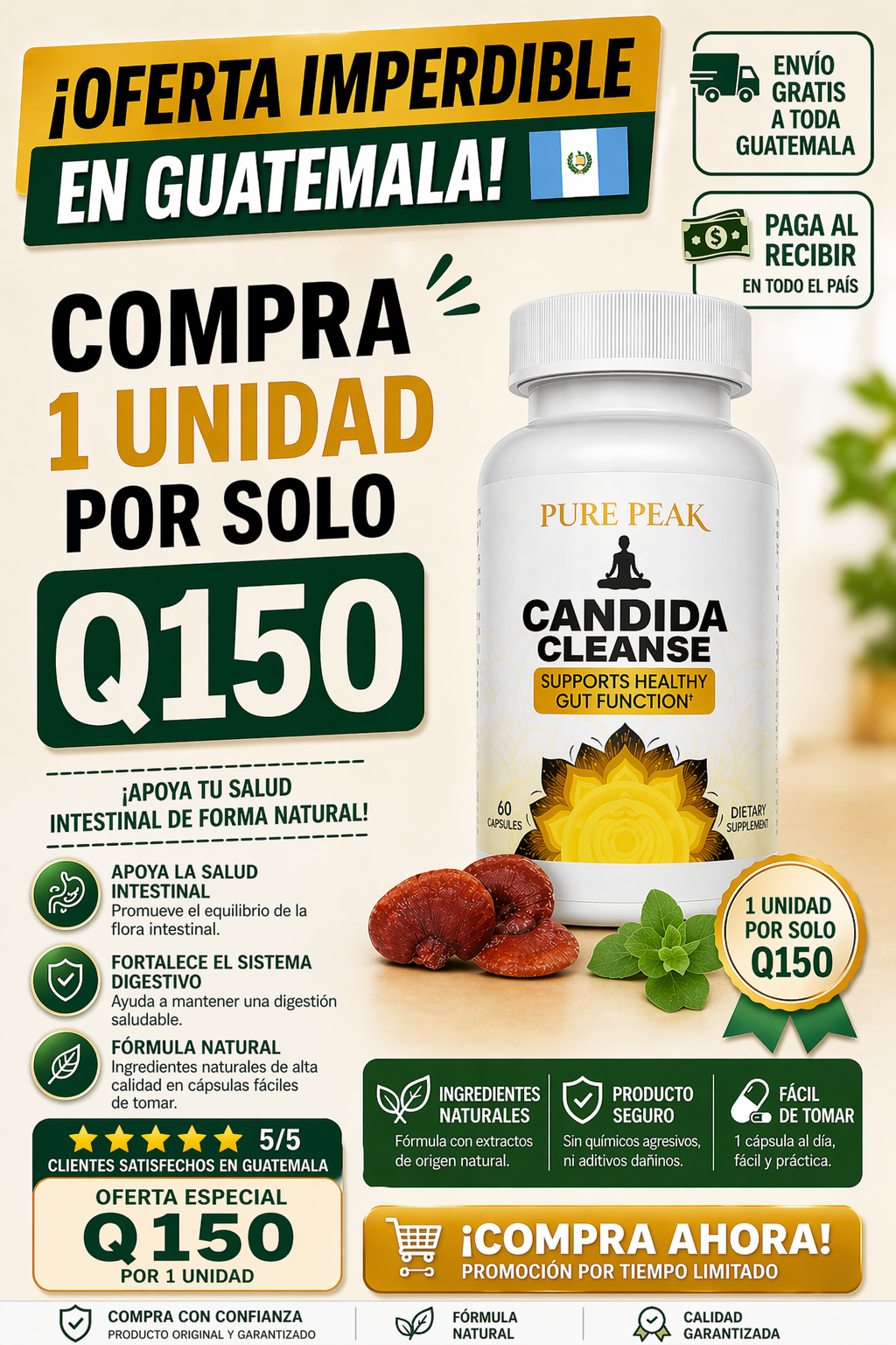 🌿💛Candida Cleanse Apoya tu bienestar y siéntete mejor cada día - Q150! + ENVÍO GRATIS