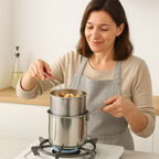 Olla freidora de 1,2L en acero inoxidable 304 alemán, compatible con cocinas de vitrocerámica e inducción